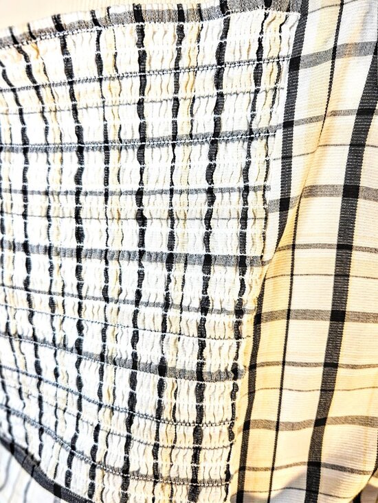 Levi's Vera Puff Sleeve Top Vera Blouse Sally Plaid Cloud Dancer Pattern Medium - Picture 8 of 11